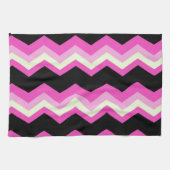 girly patroon zigzag fuchsia heet roze chevron theedoek (Horizontaal)