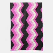 girly patroon zigzag fuchsia heet roze chevron theedoek (Verticaal)
