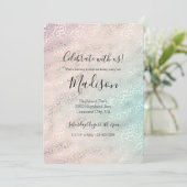 Girly Peach Aqua Tie Dye Silver Leopard Print Kaart (Staand voorkant)