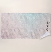 Girly Peach Aqua Tie Dye Silver Leopard Print Strandlaken (Voorkant)