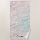 Girly Peach Aqua Tie Dye Silver Leopard Print Strandlaken (Voorkant)