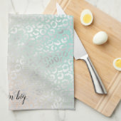 Girly Peach Aqua Tie Dye Silver Leopard Print Theedoek (Quarter Fold)