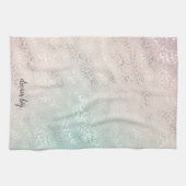 Girly Peach Aqua Tie Dye Silver Leopard Print Theedoek (Horizontaal)