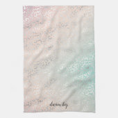 Girly Peach Aqua Tie Dye Silver Leopard Print Theedoek (Verticaal)