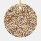 Girly Peach Brown Leopard Print Monogram Keramisch Ornament (Achterkant)