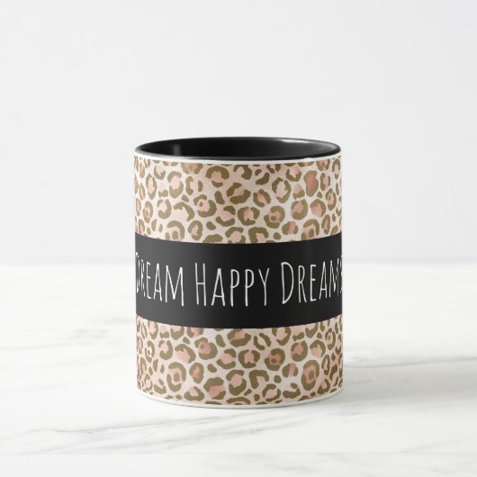 Girly Peach Brown Leopard-printer op maat Mok (Midden)