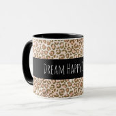 Girly Peach Brown Leopard-printer op maat Mok (Voorkant links)