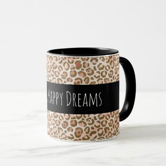 Girly Peach Brown Leopard-printer op maat Mok (Voorkant rechts)