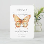 Girly Peach Butterfly Birthday Kaart (Staand voorkant)