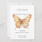 Girly Peach Butterfly Birthday Kaart (Voorkant)