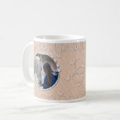 Girly Peach Faux Sparkly Twee Foto Hart Accent Koffiemok (Voorkant links)