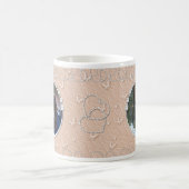 Girly Peach Faux Sparkly Twee Foto Hart Accent Koffiemok (Center)