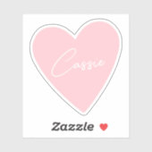 Girly Peach Gekleurde Hart Sticker met Naam (Vel)