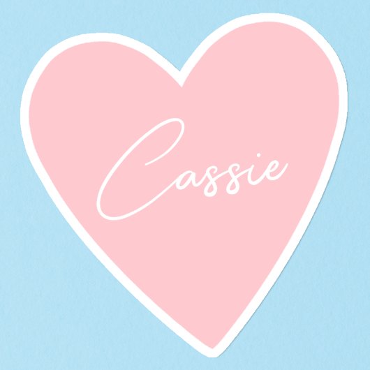 Girly Peach Gekleurde Hart Sticker met Naam