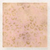 Girly Peach Gold Leopard Glazen Onderzetter (Voorkant)
