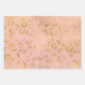 Girly Peach Gold Leopard Glitter Inpakpapier Vel (Voorkant 3)