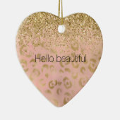 Girly Peach Gold Leopard Glitter Keramisch Ornament (Rechts)