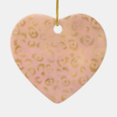 Girly Peach Gold Leopard Glitter Keramisch Ornament (Achterkant)