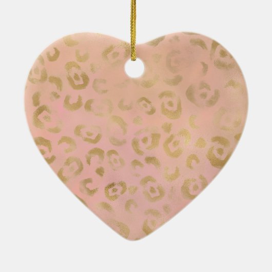 Girly Peach Gold Leopard Glitter Keramisch Ornament (Achterkant)