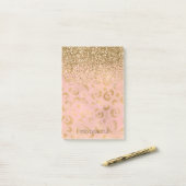 Girly Peach Gold Leopard Glitter Post-it® Notes (Op bureau)