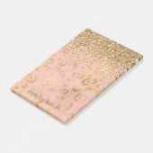 Girly Peach Gold Leopard Glitter Post-it® Notes (Schuin)