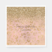 Girly Peach Gold Leopard Glitter Servet (Voorkant)