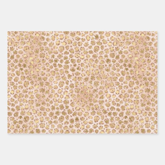 Girly Peach Gold leopard print roze Glitter Glitzy Inpakpapier Vel (Voorkant 2)