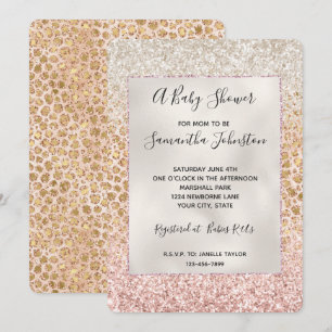Girly Peach Gold leopard print roze Glitter Glitzy Kaart