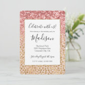 Girly Peach Gold leopard print roze Glitter Glitzy Kaart (Staand voorkant)