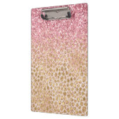 Girly Peach Gold leopard print roze Glitter Glitzy Klembord (Links)