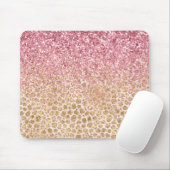 Girly Peach Gold leopard print roze Glitter Glitzy Muismat (Met muis)