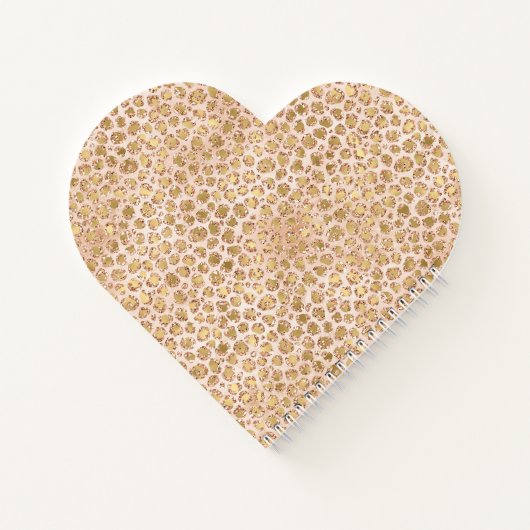 Girly Peach Gold leopard print roze Glitter Glitzy Notitieboek (Achterkant)