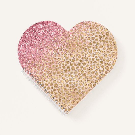 Girly Peach Gold leopard print roze Glitter Glitzy Notitieboek (Voorkant)