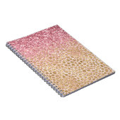Girly Peach Gold leopard print roze Glitter Glitzy Notitieboek (Rechterzijde)