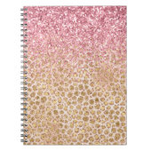 Girly Peach Gold leopard print roze Glitter Glitzy Notitieboek (Voorkant)