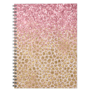 Girly Peach Gold leopard print roze Glitter Glitzy Notitieboek
