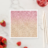 Girly Peach Gold leopard print roze Glitter Glitzy Servet (Insitu)