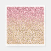 Girly Peach Gold leopard print roze Glitter Glitzy Servet (Voorkant)