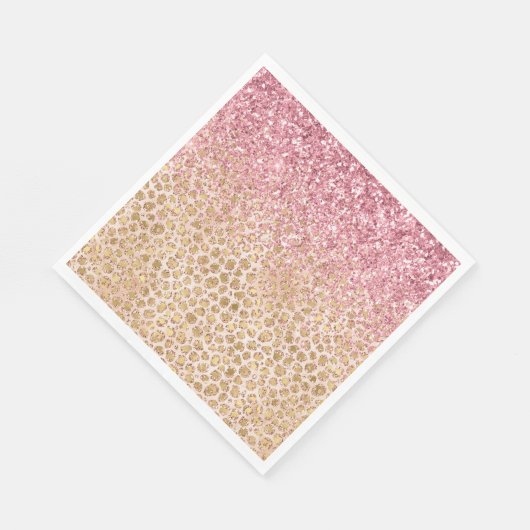 Girly Peach Gold leopard print roze Glitter Glitzy Servet (Hoek)