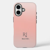 Girly Peach Ombre Personalized Initial Name Case-Mate iPhone Case (Achterkant)