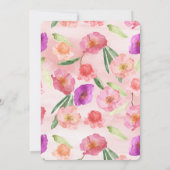 Girly Peach Pink Paarse Floral Waterverf Kaart (Achterkant)