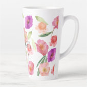 Girly Peach Pink Paarse Floral Waterverf Latte Mok (Rechts)