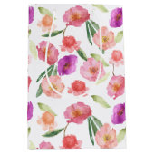 Girly Peach Pink Paarse Floral Waterverf Medium Cadeauzakje (Voorkant)