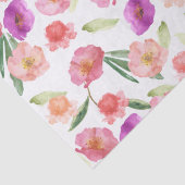 Girly Peach Pink Paarse Floral Waterverf Tissuepapier (Detail)