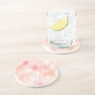 Girly Peach Roze Abstract Zandsteen Onderzetter