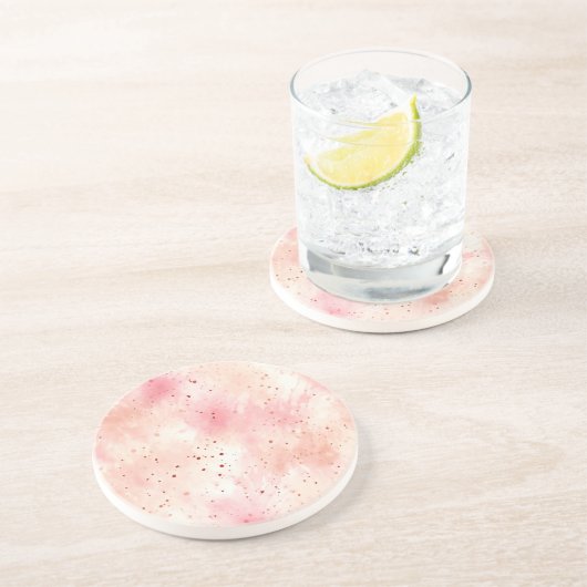 Girly Peach Roze Abstract Zandsteen Onderzetter (Zijkant)