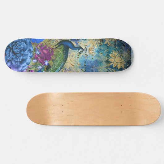 Girly Peacock Blue  Fantasy Persoonlijk Skateboard (Horizontaal)