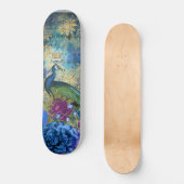 Girly Peacock Blue  Fantasy Persoonlijk Skateboard (Voorkant)