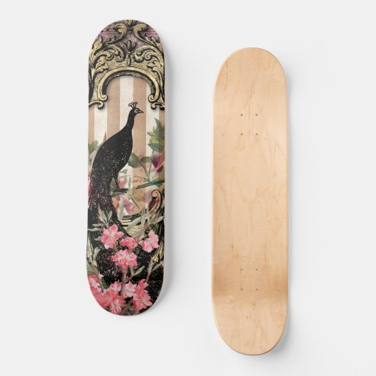 Girly Peacock Pink French Fantasy Skateboard (Voorkant)