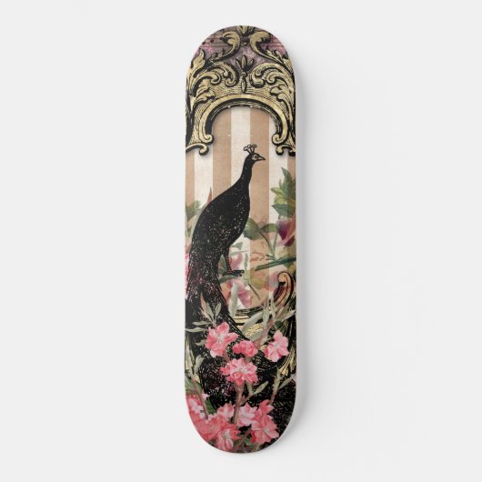 Girly Peacock Pink French Fantasy Skateboard (Voorkant)